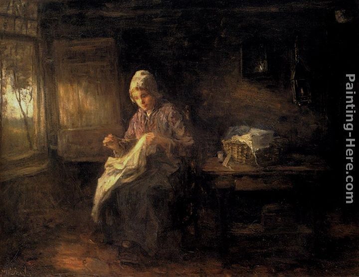 Jozef Israels A Woman Sewing